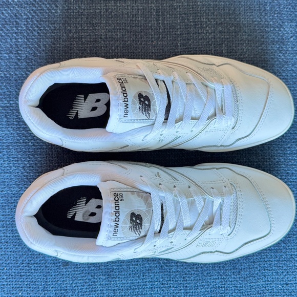 New Balance 550 Triple White Leather Sneakers (Men's 7 / Women's 8.5) - Picture 5 of 12